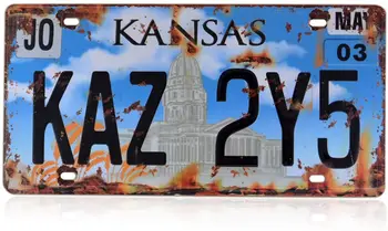 Retro Iškilumo Licenciją Plokštelės | Supernatural | Metalo Antspaudu Skaičius Žymeklį Filmą Prop Tuštybės Plokštė 12x6 colių (Kansas Kaz 2Y5)